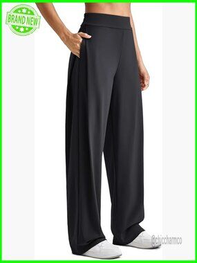 High Waist Wide Leg Yoga Pants with Pockets for Work Casual Trousers